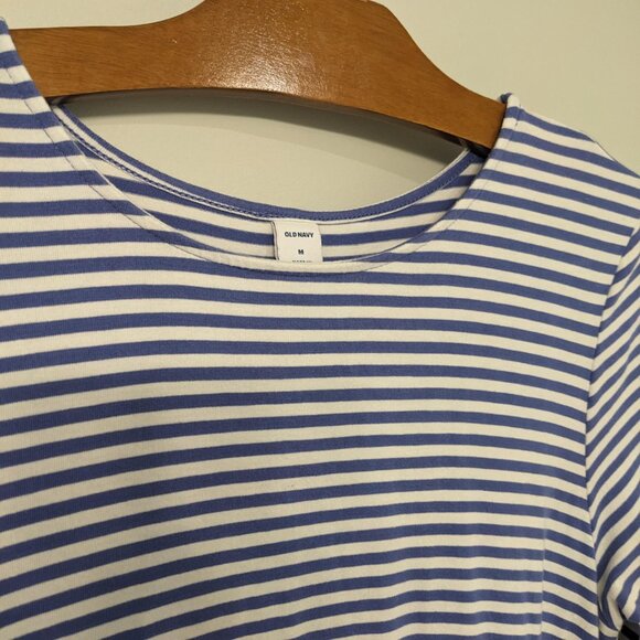 Old Navy Purple Striped Jersey Swing Dress minimalist modest - Picture 4 of 6